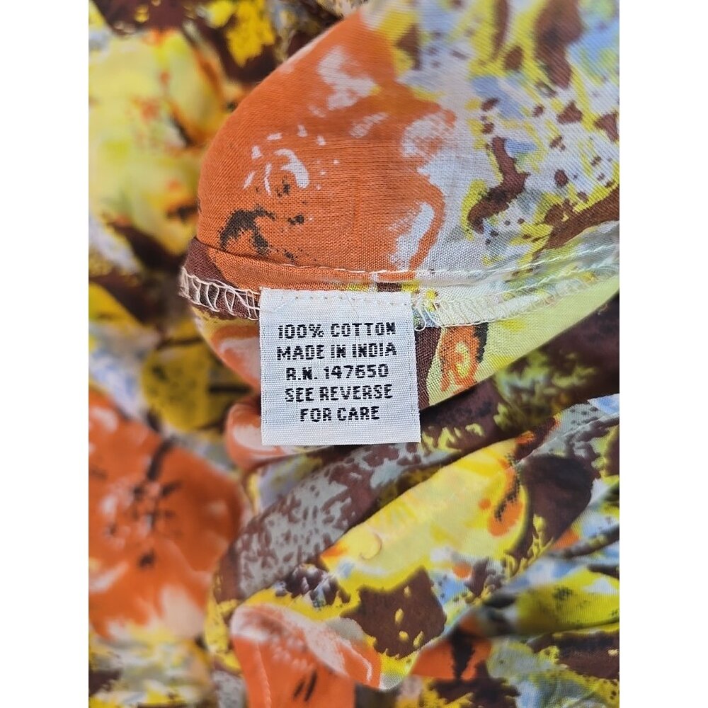 Cotton Daisy Button Down Shirt Lightweight roll‎ tab sleeves Hipster Size L New - Picture 6 of 16